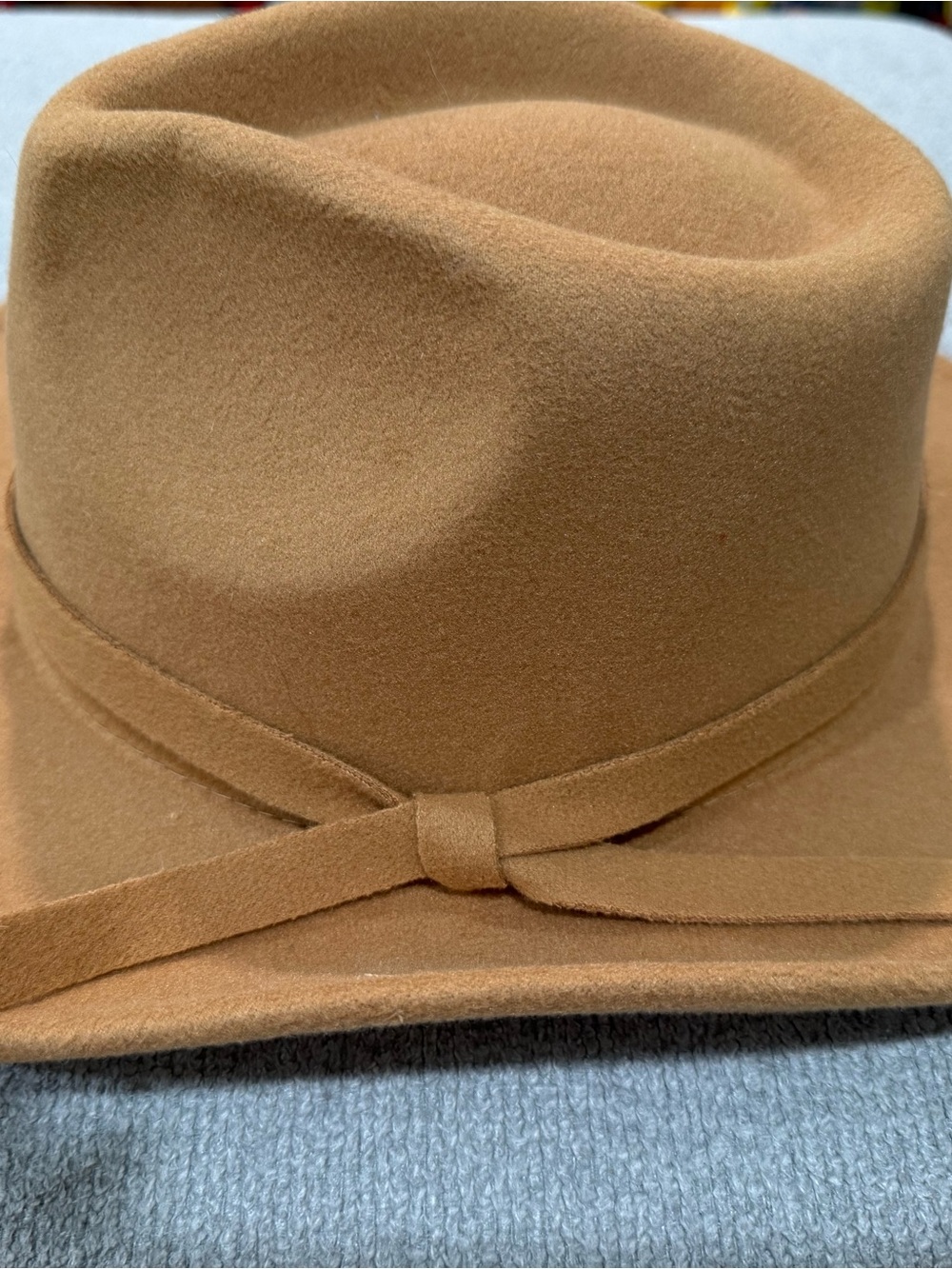 Classic Camel Wool Felt Fedora Hat for Women